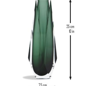 Handmade Titanium Green Drop Murano Glass Vase by Alessandro Mandruzzato - A testament to Italian glassblowing artistry, available in diverse hues.