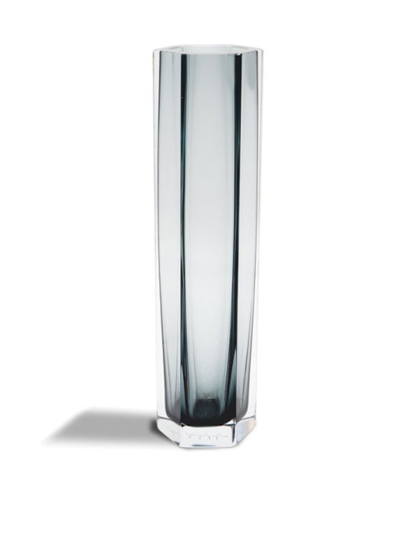 Grey Murano Glass Vase shaped Exagonal. Designed and handmade by Mandruzzato Family. Gettable in 6 different sizes. L size in stock.