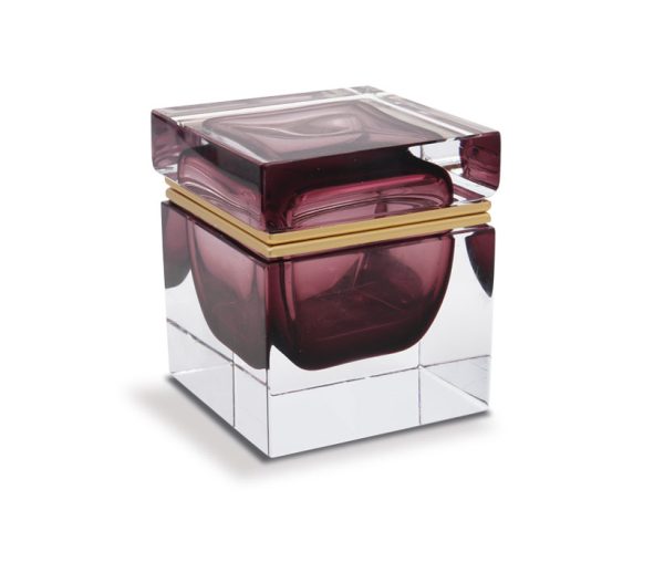 Amethyst Murano Glass Jewelry Box Square shaped. Designed and handmade by Mandruzzato family. Available in 4 sizes.