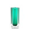 Green Murano Glass Vase shaped Square. Designed and handmade by Mandruzzato Family. Gettable in 6 different sizes. XS size in stock.