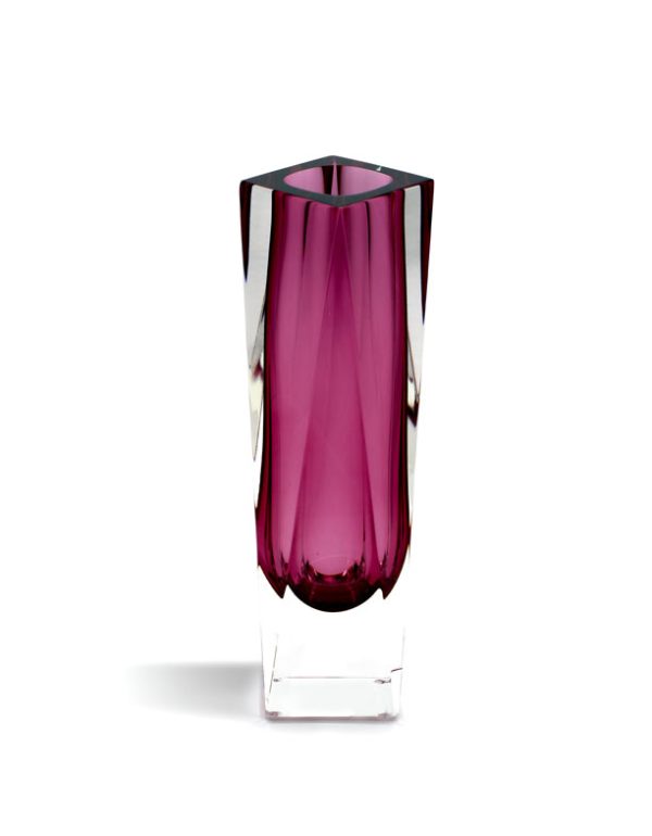Vase Tulipano - Ruby. Designed and handmade by Alessandro Mandruzzato. Original Murano glass Certify by a Trademark of Origin.